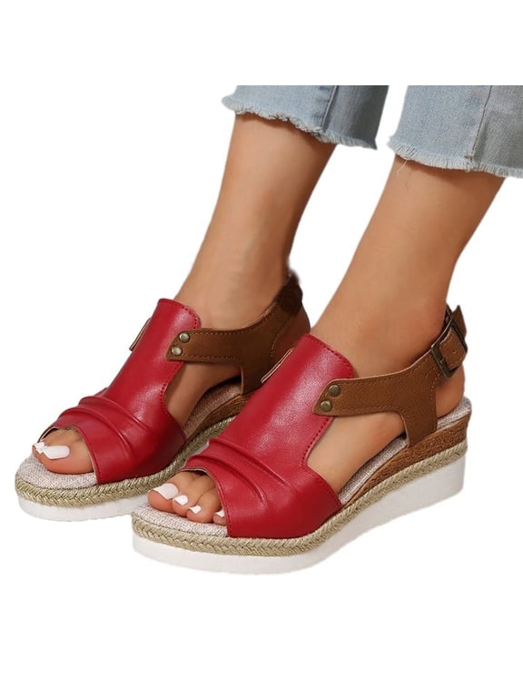 Women Orthopedic Platform Wedge Sandals 2026 Summer Comfortable Dressy Sandals Open Toe Ankle Strap Espadrilles Platform Beach Sandals