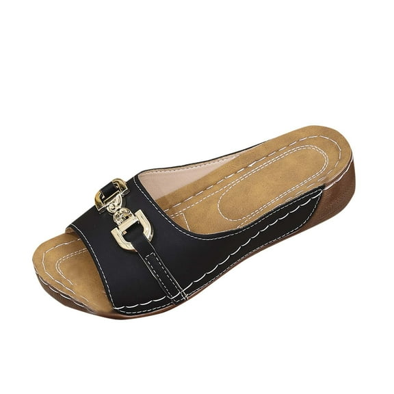 Women Orthopedic Sandals Summer Beach Vacation Slippers with Arch Support Fashion Ladies Dress Slip-On Slides Comfortable Non-Slip Walking Footwear Breathable Home Casual Shoe