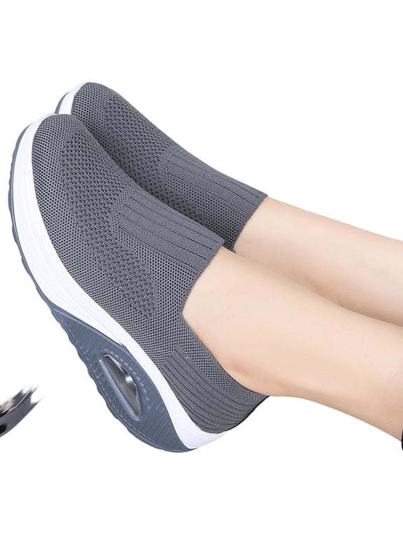Women Orthopedic Sneakers Air Cushion Walking Shoes Lightweight Nurse Shoes Mesh Breathable Arch Support Wedge Loafers Slip On Wedge Platform Sneakers for Work Long Shifts Daily Walking (Size: 8)
