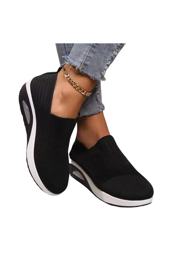 Women Orthopedic Sneakers Air Cushion Walking Shoes Lightweight Nurse Shoes Mesh Breathable Arch Support Wedge Loafers Slip On Wedge Platform Sneakers for Work Long Shifts Daily Walking (Size: 8)