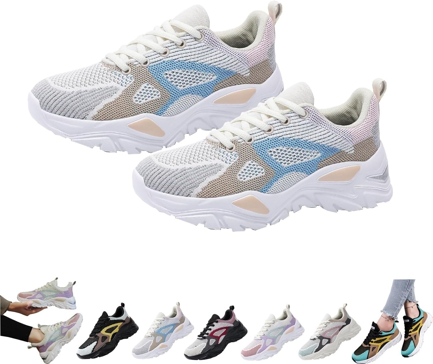 Women Orthopedic Walking Shoes,Arch Support Cushion Shoes,SlipOn Light Air Cushion Mesh Up
