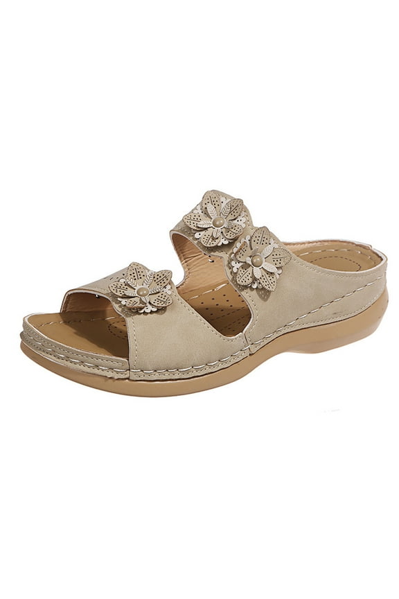 Women Orthotic Slides Comfortable Orthopedic Sandals Walking Sandals with Arch Support Beige 6