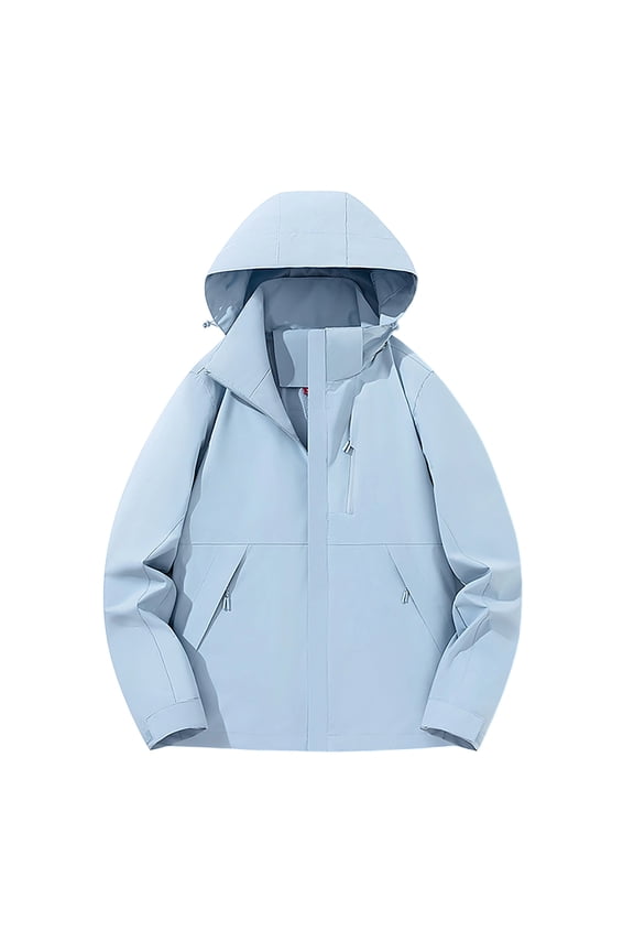 Women Outdoor Raincoat Solid Color Detachable Cap Breathable Thin Sunscreen Hooded Jackets Trench Coats Blue S-5XL