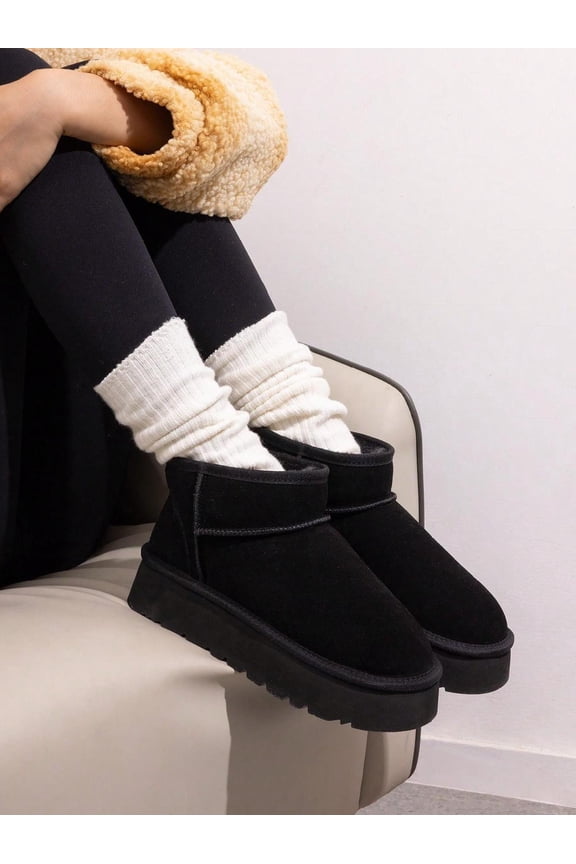 Women Outdoor Snow Boots Platform Fuzzy Winter Water Resistant Mini Ankle Boots Stable Lightweight Anti-Slip Memory Foam Booties