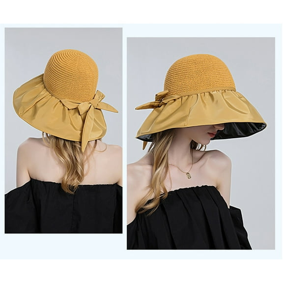 Women Outdoor Sunscreen Sun Hat All Tethered Double Large Brimmed Sun Hat Sombrero Impermeable Women's Fedoras Hate Rolling Cute Visors for Women Camping Hats for Women Visor Hat for Women Womens