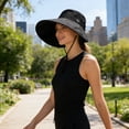 thumbnail image 1 of Women Outdoor UV Protection Wide Brim Fishing Hat with Ponytail Hole Adjustable Windproof Sun Cap(Black,One Size), 1 of 6