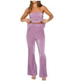 thumbnail image 1 of Women Outfits Sets Women Clothing Sets Outfits Clothing Set Female Round Neck Short Sleeve Tops Pants Sets Casual Pant Style S_553 Women's Tracksuits Purple L, 1 of 5