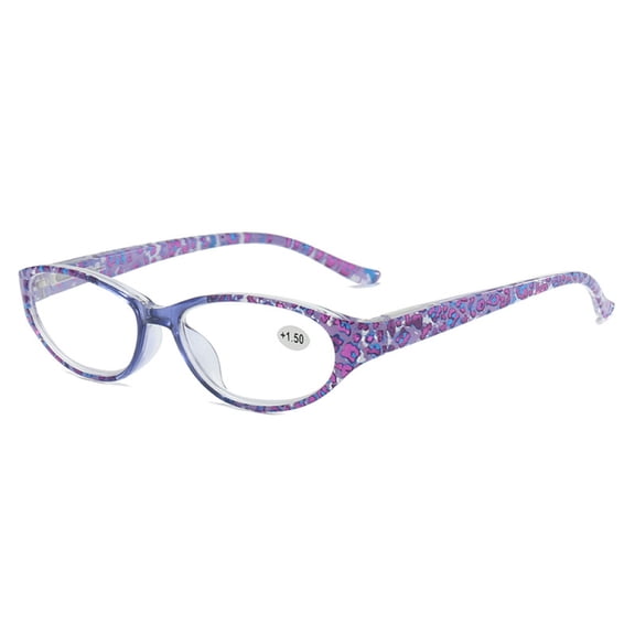 Women Oval Reading Glasses 1.50 Spring Hinge Presbyopic Glasses Lightweight Purple Tortoiseshell Readers +1.50 Strength