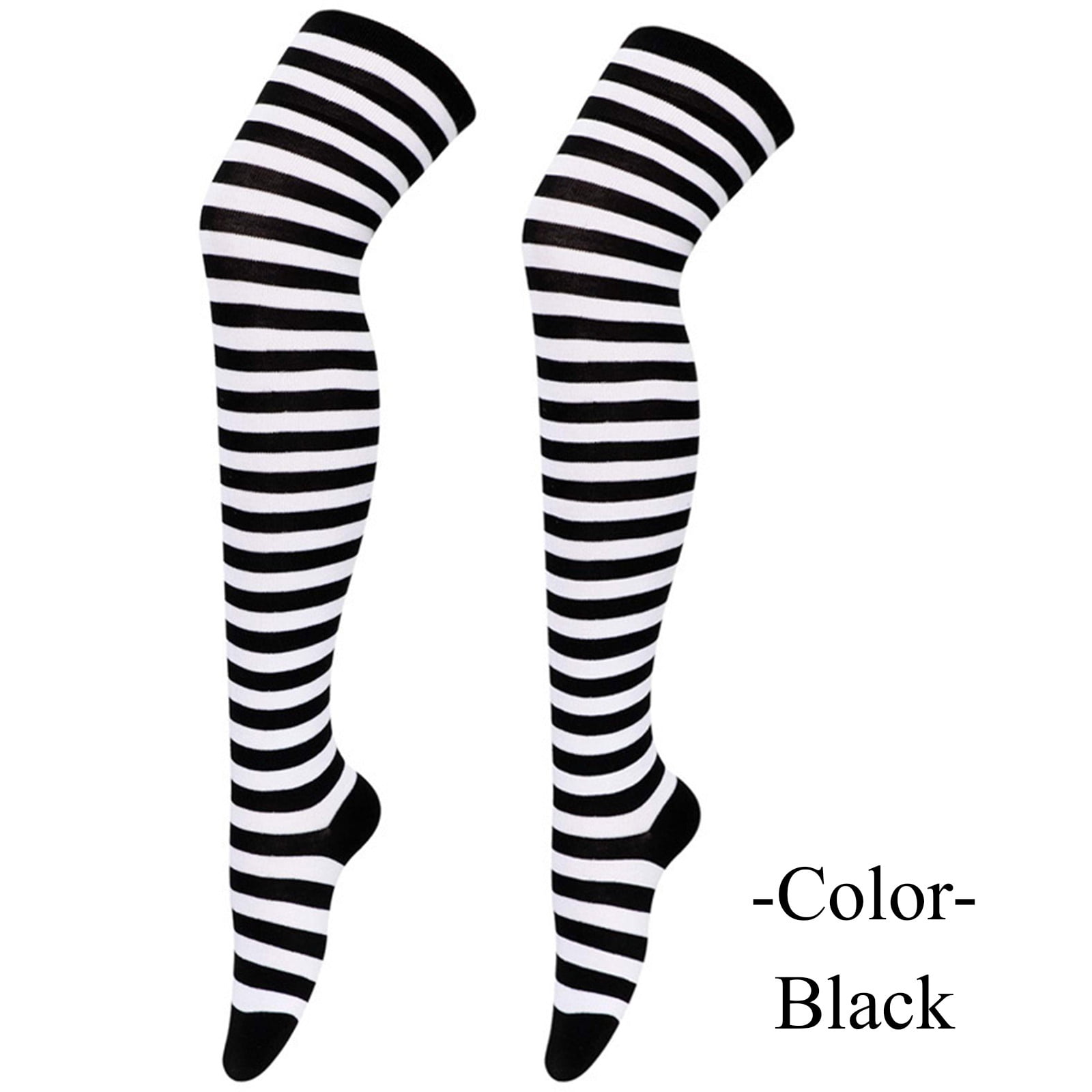 Black And White Striped Socks Knee High