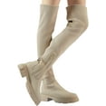 thumbnail image 1 of Women Over The Knee Thigh Low Chunky Heel Boots Round Toe Side Zip Knit Sock Long Boot Platform Thigh High Boots Ladies Wide Calf Knee High Boots, 1 of 5