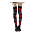 thumbnail image 1 of Women Over-the-knee Socks 1 Pair Winter Socks Rhombus Printing Over-the-knee Socks Warm Extra Loose Ankles Contrasting Color Stockings for Wear, 1 of 6