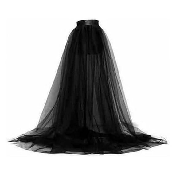 Women Overlay Tulle Long Skirt See Through Mesh Tie Up Floor Length Detachable Tutus Overskirt for Wedding Party Coctail