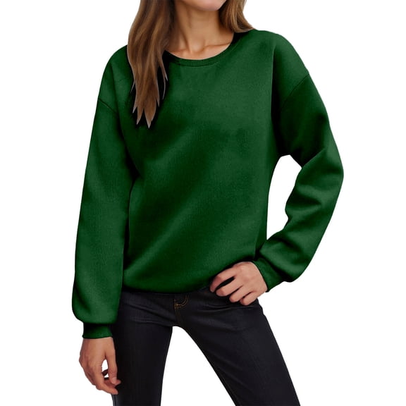 Women Oversize Fall Sweatshirts Crewneck Soft Casual Long Sleeve Fashion Solid Loose Workout Shirt