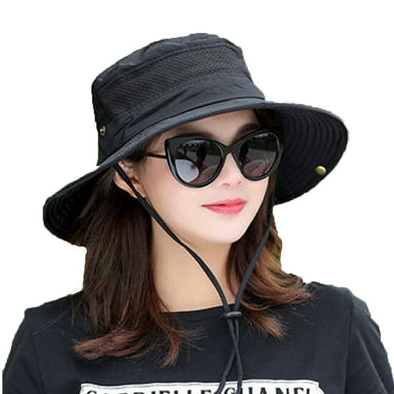 Women Oversize Fishing Sun Hat,Breathable Quick Dry Boonie Hats with Strap