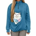 thumbnail image 1 of Women Oversize Solid Quarter Zip Sweatshirt With Pocket Pet Pouch Hoodies Cat Dog Pouch Puppy Animal Carriers Pullover Hoodie, 1 of 9