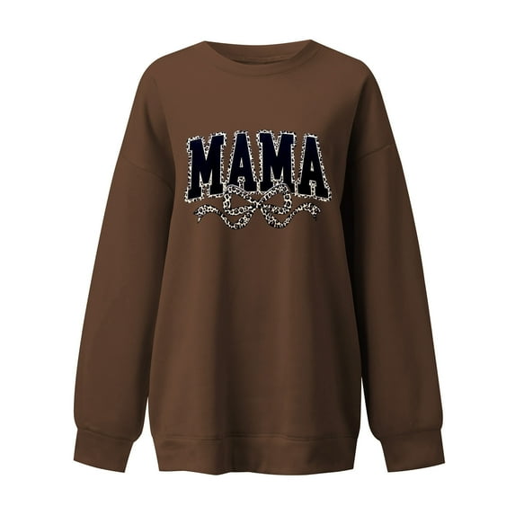 Women Oversize Sweatshirts 2026 Long Sleeve Crew Neck Mama Letter Print Lightweight Pullover Tops