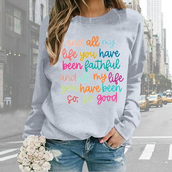 Women Oversize Sweatshirts Long Sleeve Crewneck Letter Printed Lightweight Loose Sweatshirts Blouse Top Hoodie Top Juniors Oversized Sweatshirts Cold Weather Hoodies Women Lined Hoodies for Women