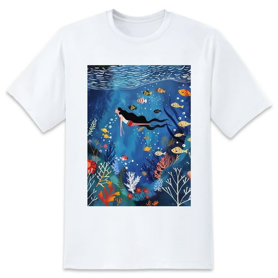 Women Oversize T-ShirtMermaid Summer Casual Short Sleeve Loose Tee Tops