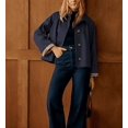 thumbnail image 1 of Women Oversize Trench Coat Plaid Lining Lapel Button Down Casual Crop Jacket Outwear with Pockets, 1 of 12