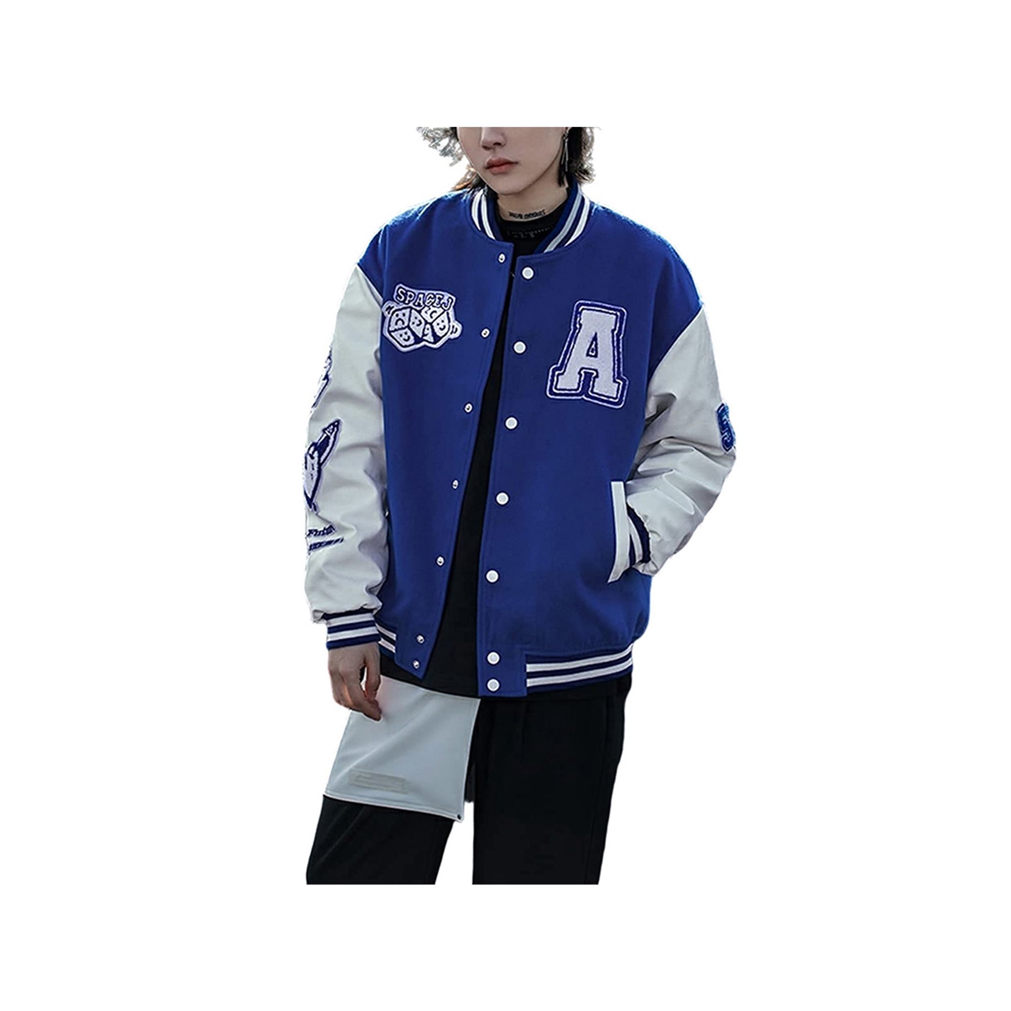 Women Oversized Baseball Jacket Y2k Unisex Bomber Varsity College Jacket  Men Women Buttons Down Coats 