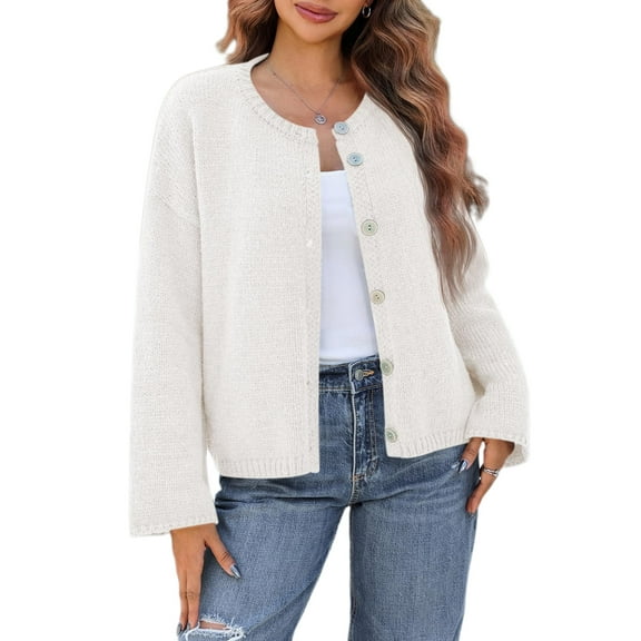 Women Oversized Button Down Cardigan Chunky Knit Long Sleeve Sweater