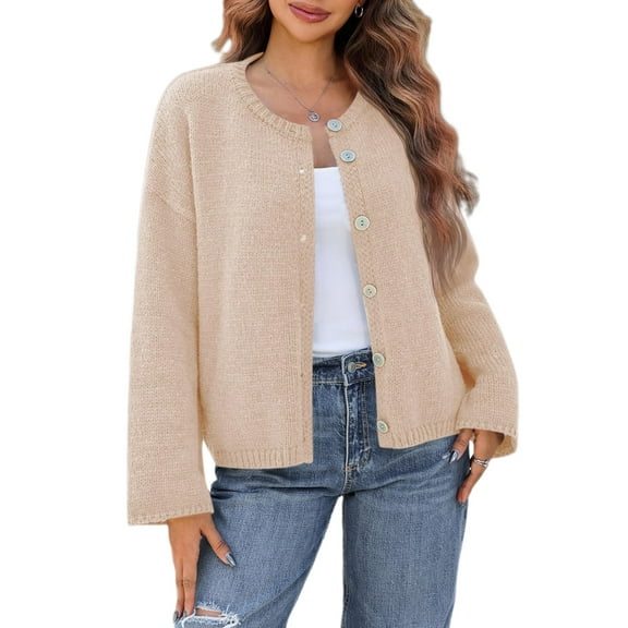 Women Oversized Button Down Cardigan Chunky Knit Long Sleeve Sweater