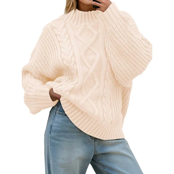 Women Oversized Cable Knit Sweaters Fall Winter urtleneck Chunky Pullover