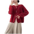 thumbnail image 1 of Women Oversized Cardigans Button Up Long Lantern Sleeve Chunky Knit Sweaters 2025 Fall Casual Soft Sweater Coats, 1 of 2