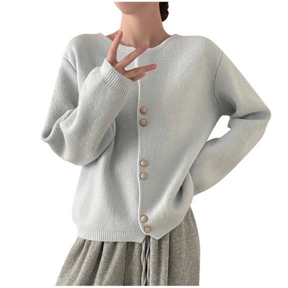 Women Oversized Cardigans Button Up Long Lantern Sleeve Chunky Knit Sweaters 2025 Fall Casual Soft Sweater Coats