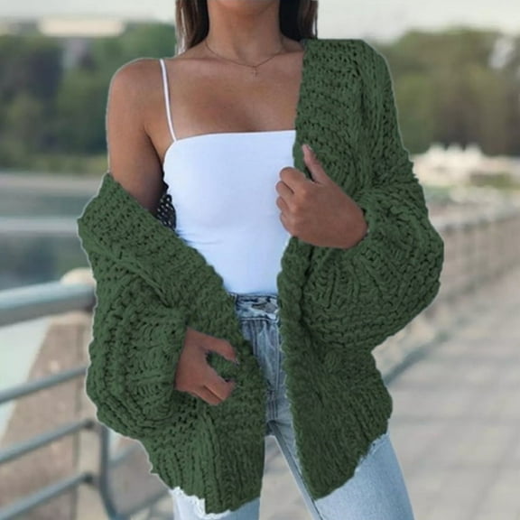 Women Oversized Chunky Knit Cardigan Sweaters Open Front Long Sleeve Casual Loose Warm Outwear Coat