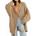 thumbnail image 1 of Women Oversized Chunky Knit Open Front Cardigan Sweater Button Up Rib Knitted Sweater Jacket Fall Khaki S, 1 of 9