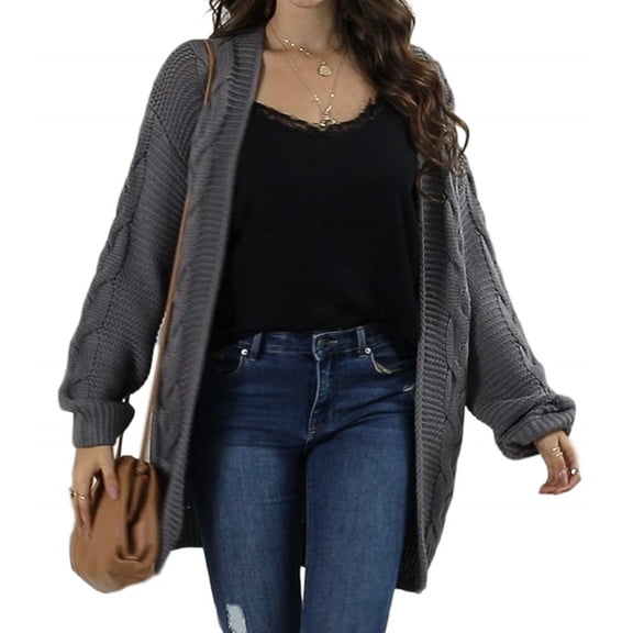 Women Oversized Chunky Open Front Cardigan Sweaters Cable Knit Long Sleeve Cardigans Outwear Coats
