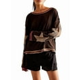 thumbnail image 1 of Women Oversized Cotton Long Sleeve Shirts Tops Star Crewneck Pullover Y2K Fall Winter Grunge Clothes Brown Star S, 1 of 6