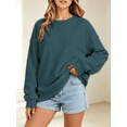 thumbnail image 1 of Women Oversized Crew Neck Sweatshirt, Solid Color Long Sleeve Loose Fit Fleece Casual Pullover Top for Daily Wear, 1 of 1