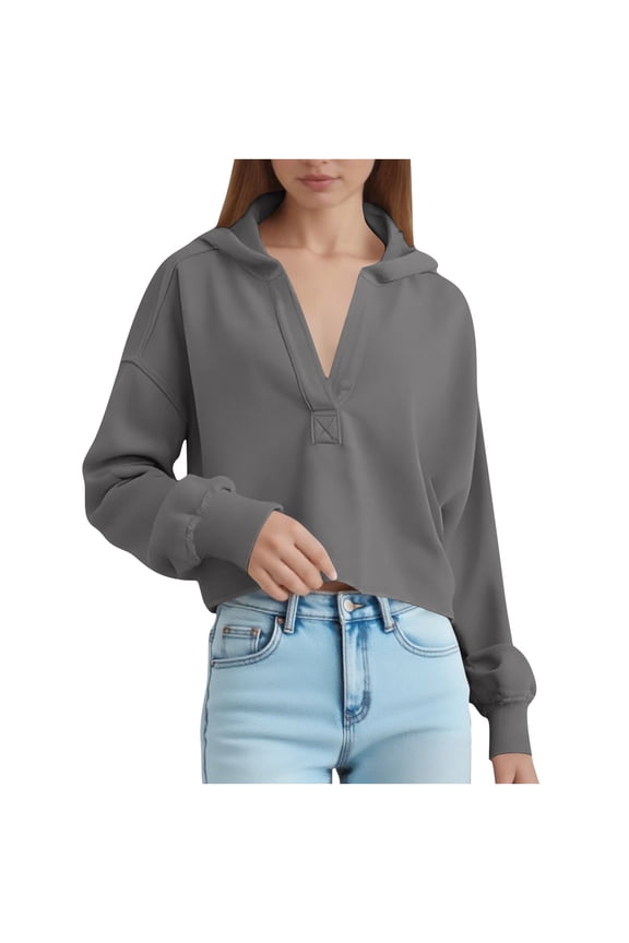 Women Oversized Cropped Hoodies Long Sleeve Crop Top Hooded Sweatshirt Trendy Raw Hem Ribbed Y2K Workout Pullover Shirts
