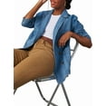 thumbnail image 1 of Women Oversized Denim Jacket Casual Button Up Blazer Notched Lapel Jean Shacket Coat Blue S, 1 of 6