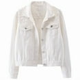 thumbnail image 1 of Women Oversized Denim Jacket Embroidered - Beading Jeans Coat White M, 1 of 4