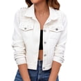thumbnail image 1 of Women Oversized Denim Jacket Embroidered Pearls Beading Color: White Size: XXXXL, 1 of 9
