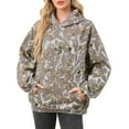 thumbnail image 1 of Women Oversized Fleece Camo Hoodies Maple Leaf Hooded Sweatshirt Casual Long Sleeve Fall Pullover Tops With Pockets, 1 of 5