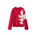 thumbnail image 1 of Women Oversized Flower Sweaters Crew Neck Cute Knit Fall 2025 Trendy Long Sleeve Floral Pullover Jumper Tops Red S, 1 of 6