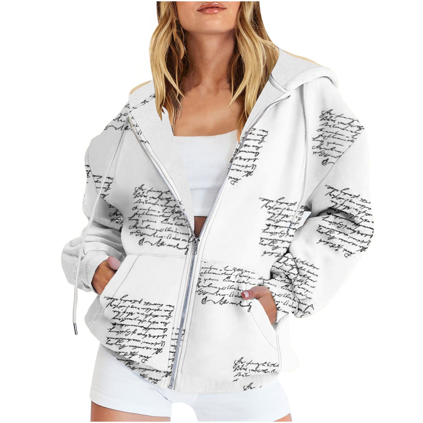 All-Over Print Women's Crop Top Hoodie With Zipper Closure