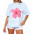 thumbnail image 1 of Women Oversized Graphic Y2k Short Sleeve Crew Neck Drop Shoulder Loose Fit Tees Summer Preppy Aesthetic M, 1 of 9