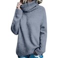 thumbnail image 1 of Women Oversized High Neck Pullover Sweater Cable Knit Long Sleeve Sweater Tops Dark Gray L, 1 of 9
