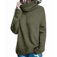 thumbnail image 1 of Women Oversized High Neck Pullover Sweater Cable Knit Long Sleeve Sweater Tops Green S, 1 of 9