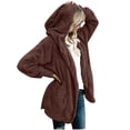 thumbnail image 1 of Women Oversized Hooded Sherpa Cardigan Fuzzy Fleece Jacket Winter Open Front Cardigans Outerwear With Pockets, 1 of 8