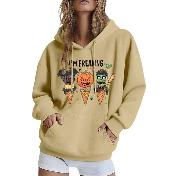 Women Oversized Hooded Sweatshirt Cute Pumpkin Graphic Pullover Hoodies Trendy Long Sleeve 2025 Fall Outdoor Clothes