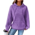 thumbnail image 1 of Women Oversized Hoodie Women Fall Winter Hoodie Thick Waffle Texture Hooded Long Sleeves with Big Pocket Solid Color Loose Elastic Cuffs Drawstring, 1 of 6