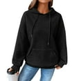 thumbnail image 1 of Women Oversized Hoodie Women Fall Winter Hoodie Thick Waffle Texture Hooded Long Sleeves with Big Pocket Solid Color Loose Elastic Cuffs Drawstring, 1 of 8