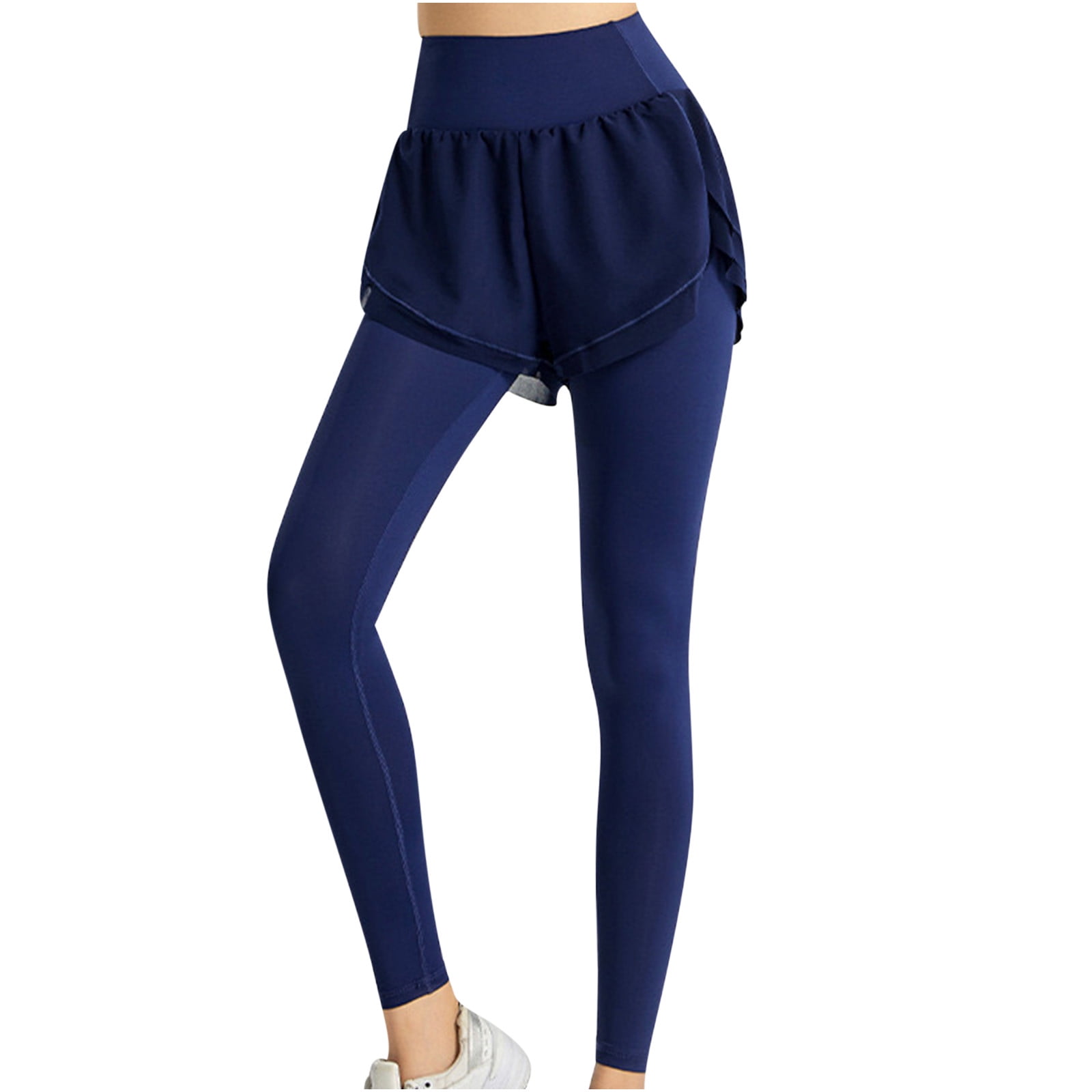 Women Oversized Leggings High Waist Tummy Control Casual Pants Skirt Ashion  Ladies Pure Color Hip Lifting Elastic Fitness Running Yoga Pants Navy XL