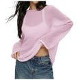 thumbnail image 1 of Women Oversized Long Sleeve Sheer Mesh Knit Sweater Tops Summer Loose Hollow Out Pullover Shirt Beach, 1 of 6